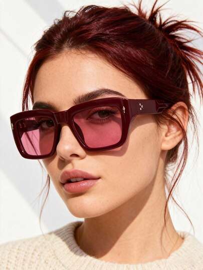 1 st nitdekorerade fyrkantiga vintageglasögon, mångsidiga för kvinnor