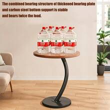 Small End Table, Sofa Side Table  Single Layer New Round Shaped Sofa Table ,Durable Density Board Bedroom Multi-Functional Side Table Metal Frame Space Saving Perfect For Living Room Sofa And Bedroom,Round Small Coffee Table - Black - View 8