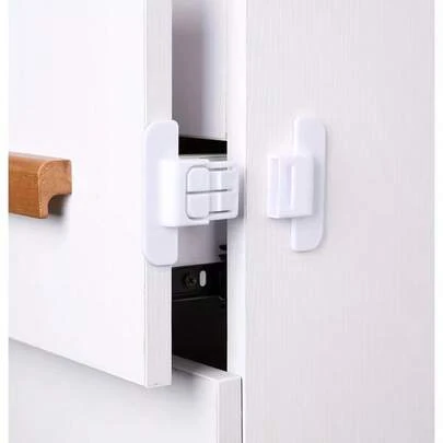 1 set säkerhetslås, borrfria självhäftande klämsäkra snabblås, universella kylskåpsdörrfästen, automatiska lås för lådor, plastlås för oförslutbara föremål, dubbellåsdesign för att förhindra öppning