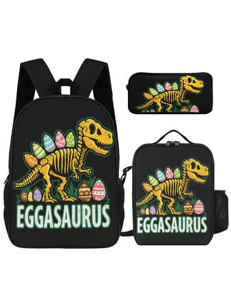 3-delat set med söta astronautmönster för barn, matväska och pennfodral, perfekt present till pojkar och flickor, perfekt för korta resor, läsning, utomhuspicknickar, matväskan är av hög kvalitet