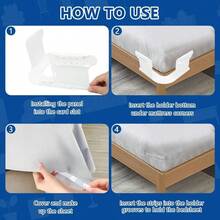 Sheet Holder with Lock Strips, Sujetador de sbanas antideslizante para sbanas ajustables de esquina de fcil instalacin Blanco - Blanco - Ver 3