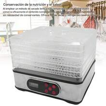 Deshidratador doméstico de alimentos con 6 bandejas, deshidratador de alimentos con control de temperatura y temporizador, máquina eléctrica de secado para carne, hierbas, ternera, frutas y verduras. Fácil de lavar, pantalla LED con control táctil.