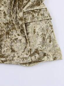 Velvet Printed Waist Belt Suit, Suitable For Spring And Autumn - Olive Green - View 5