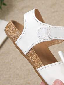 Giày sandal La Mã hở mũi chống trượt, đế mềm, màu trắng, nơ to, kiểu dáng mới cho bé gái mùa xuân/hè, thời trang và đa năng. - trắng - Xem 7
