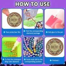 Decor For Home Diamonds Art Kit Decorations, 12 Pack Western Cowboy Diamonds Painting Kit For Adult Tabletop Gift DIY 5D Diamonds Dots, Special Crystal Diamond Horseshoe Hat Cactus 3.9x3.9 Inch - DP02409 - 查看 8