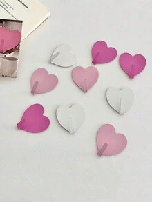 1/3pcs Pink Heart-Shaped Decorative Wall Hooks, No Drilling Required, Perfect For Decorating A Girl's Room With A Minimalist Style, Can Be Used To Hang Keychains, Coats, Towels, Hats, Jewelry, Umbrellas, Etc, Suitable For Living Rooms, Bedrooms, And Offices, A Great Choice For Birthdays, Graduation Gifts, And Valentine's Day(Iron Material) - Multicolor - View 5