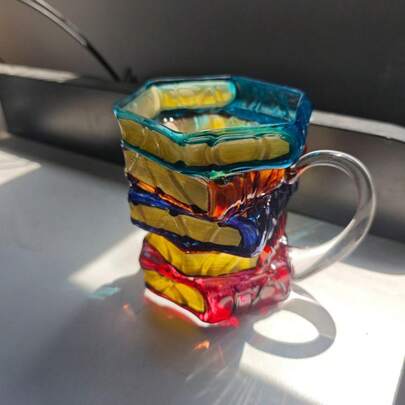 3D Glass Book-Shaped Mug - Quirky Painted Book Design - Unique Library Coffee Cup - Perfect Gift For Book Lovers, Writers, Librarians, Artists, And Book Club Enthusiasts - Suitable For Tea And Coffee