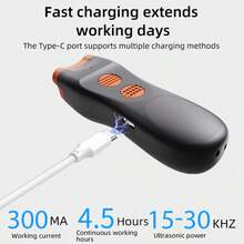 超声波驱狗器，高续航双头训狗器，便携式防吠装置，带双闪光灯 - 黑色 - 查看 11