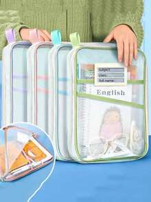 A4 Student/Teacher Book Storage Bag, Large Capacity Stationery Organizer Bag, File Folder, School/Office Supplies Pouch - Multicolor - View 2