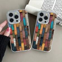 Tablas de madera pintadas de colores diversas.Funda de teléfono magnética Funda para teléfono con escena de naturaleza encantada. El regalo perfecto para cualquier ocasión. Compatible con fundas - Succión magnética transparente - Ver 4