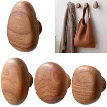 XGYGancos de Madera para Aigos 4  ooks Percero de Madera Ganco de Madera de Un Cono Montado En Pared Percero de Pared Rústico para Sala de Estar Aigos Colgantes Soreros - Se muestra - Ver 1