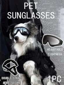 Adjustable Soft Dog Sunglasses, Ski Goggles, Waterproof Safety Glasses, Multi-Functional Pet Eyewear, Cool Dog Sunglasses, UV Protection Pet Goggles, Double-Strap Anti-Slip Anti-Wind Dog Glasses, Photography Props, Suitable For Outdoor Activities, Travel, Picnic And Adventure, Available At Pet Home - Multicolor - View 1