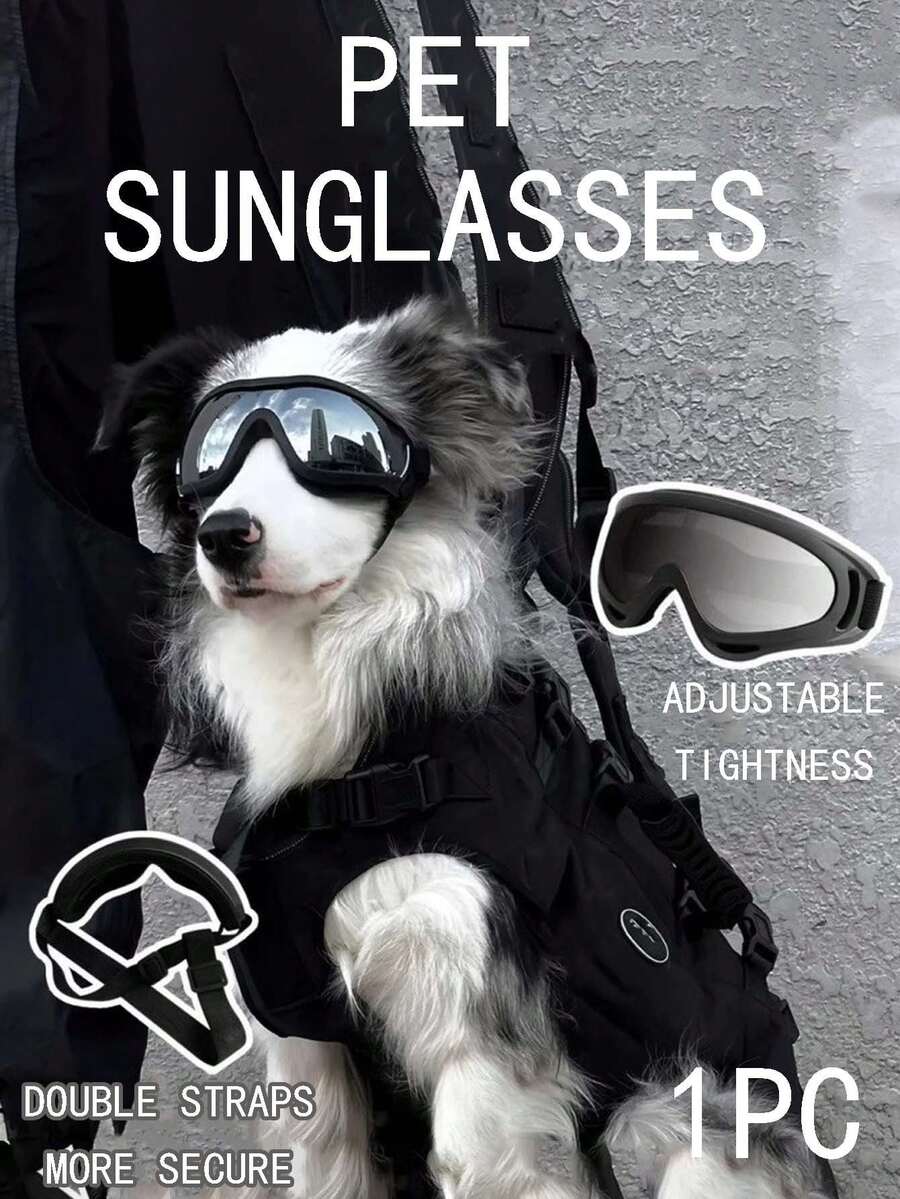 Adjustable Soft Dog Sunglasses, Ski Goggles, Waterproof Safety Glasses, Multi-Functional Pet Eyewear, Cool Dog Sunglasses, UV Protection Pet Goggles, Double-Strap Anti-Slip Anti-Wind Dog Glasses, Photography Props, Suitable For Outdoor Activities, Travel, Picnic And Adventure, Available At Pet Home - Multicolor - View 1