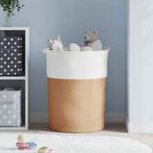 vidaXL Panier de rangement marrone e bianco Ø49x65 cm in cotone - Multicolore - Visualizzare 3