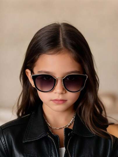 1pc Ultra-Light Children's Glasses, Comfortable For Boys & Girls, Fashionable For Photos, Parties, Cycling, Travel, Sports, Polygon Frame, Metal Glasses