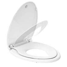Asiento de inodoro de 19'', con bisagras de liberación rápida y herrajes de fijación rápida, acolchado cómodo, material PP, fácil de limpiar, cierre lento, absorción magnética - Blanco - Ver 4