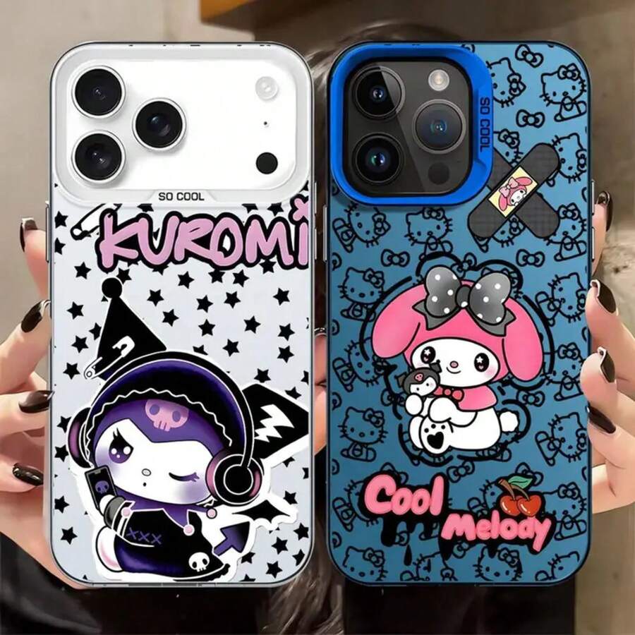 Funda para teléfono 16e 11 12 13 Pro Max 17 14 15 16 Plus, carcasa suave Sanrio Cool Kuromi Melody - Mix05 - Ver 1
