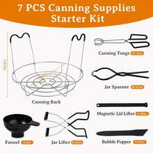 Canning Supplies Starter Kit, 7 Piece Stainless Steel Canning Set Tools With Steamer Rack, Wrench, Tongs, Wide Kitchen Funnel, Jar Lifter, Lid Lifter, Bubble Popper For Canner/Pot, Beginner, Home - Black - View 4