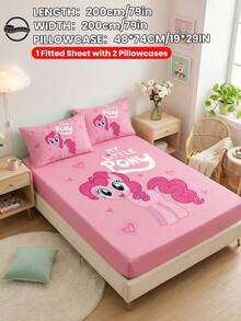 MY LITTLE PONY Bộ 2/3 món ga trải giường in hình , bao gồm ga trải giường vừa vặn và tấm bảo vệ nệm, mềm mại và thoáng khí, có nhiều kích cỡ cho giường đơn/đôi/nữ hoàng/vua, có thể giặt máy, thiết kế hoạt hình, trang trí phòng ấm cúng, món quà tuyệt vời, màu hồng, đạt chứng nhận OEKO-TEX. - Nhiều màu - Xem 27