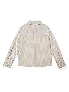 SAOYANGYU Chemise de bureau décontractée à manches longues rayées avec poches et boutons pour femmes - Jaune clair - Voir 4