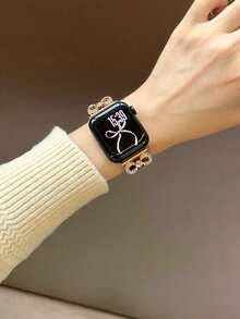 1 Butterfly Leather Strap, Compatible With Dial Sizes Of 38/40/41/42/44/45/46/49mm, Compatible With Apple Watch Straps And Ultra/Se10/9/8/7/6/5/4/3/2/1 Series - Black Rose - View 4