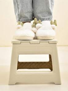 Foldable Shower Stool, For Leg Shaving, Plastic Shower Foot Stool, For Indoor Shower, Non-Slip Foot Stool, Small Folding Foot Shaving Stool, Travel/Bathroom Shaving Stool - White - View 4