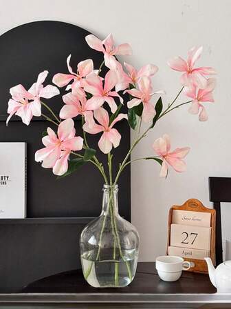 3 PiecesHome Decoration Simulation Flower, Simulation Plant, Flame Orchid, Simulation Flower, Wedding And Hotel Decoration, Home Background Floral Arrangement, Flower Arrangement, Courtyard And Garden Decoration, Simulation Flower, Plastic Flower, Living Room And Dining Table Decoration, Vase Flower Arrangement