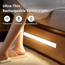 1pc 20/30/40/50cm LED Ultra-Thin Cabinet Light With Motion Sensor Night Light, Wireless Charging 3-Color Light, Kitchen Wardrobe Cabinet Lighting - White - View 4