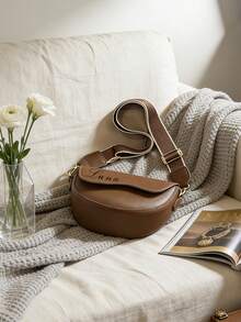 1件装定制姓名单肩包/斜挎包/休闲单肩包/女士手提包，新款时尚设计，新款女士时尚包包，别致优雅，适合女性或学生，经典休闲，可定制文字的女士单肩包 - 彩色 - 查看 11