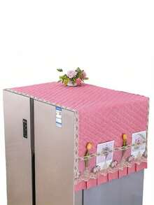 Refrigerator New Single Door Soft Washing Machine Cover Towel Cabinet Decoration Cover,Multi-Texture Printed Dust Cover For Refrigerator And Washing Machine, Multifunctional Household Appliance Tablecloth With Side Pockets – Protects Laundry, Dryer, And Fridge Covers From Dust And Damage - Multicolor - View 5