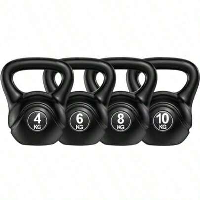 Juego de Pesas Rusas Peso kettle ruso Entrenamiento de Fuerza kettlebells con Mango Antiderrapante Gimnasio en casa Negro-A