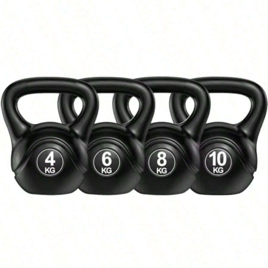 Juego de Pesas Rusas Peso kettle ruso Entrenamiento de Fuerza kettlebells con Mango Antiderrapante Gimnasio en casa Negro-A - Multicolor - Ver 1
