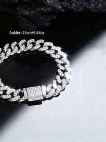 CVNANA 1 件时尚嘻哈男士链式手链，带翻盖扣和腕带 - 銀色 - 查看 13