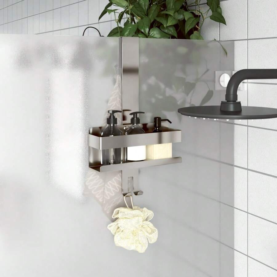 Larryhot Mensola da Doccia Pensile in Acciaio Inox 304 Spazzolato, Facile da assemblare, dall'estetica elegante e raffinata, pratica per riporre gli oggetti, la scelta ideale per l'organizzazione e la decorazione domestica - Argento - Visualizzare 1