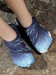 1双儿童透气网面橡胶鞋底魔术贴水鞋凉鞋，适合沙滩、涉水、户外活动、游泳、跑步、校园等场合。 - 寶藍色 - 查看 5