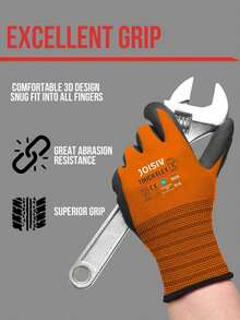 6 paires/12 paires de gants de travail enduits de nitrile, prise antidérapante microporée, respirants et durables, convenant pour la manutention en entrepôt, le jardinage, les outils ménagers, les projets de DIY, la construction, la machinerie et la réparation automobile - Orange/Gris - Orange brûlé - Voir 4