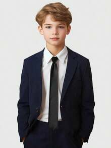 2pcs Adjustable Children's Bow Tie & Necktie, Classic Solid Color Kids Bow Tie, Suitable For Wedding, Graduation, School Uniform - Multicolor - View 3