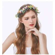 YAZILIND Boho Flower Crown For Women – Multicolor Floral Headband With Adjustable Ribbon For Weddings, Festivals, And Photoshoots,19-Colour - 19色 - 查看 8