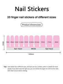 20片秋季美甲贴纸，凝胶贴纸，红色美甲、蓝色美甲、黑色美甲、白色美甲、粉色美甲、法式美甲、情人节爱心美甲、花朵、渐变美甲贴纸、粉色美甲贴纸、全渐变美甲贴纸、圣诞美甲贴纸套装，适合女性日常及节日DIY美甲用品 - 橘色 - 查看 5
