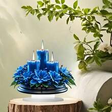 Elegant Blue Acrylic Candle Decor - Multifunctional Home & Office Decoration Suitable For Living Room, Bedroom, Cafe, Etc. - Perfect Gift For Friends And Family, 2D Acrylic Material, Indoor & Outdoor Use, Home Themed, Multipurpose Decoration