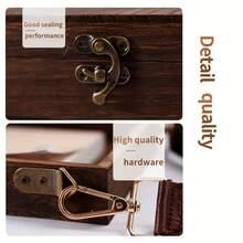Wooden Document Box, Writing Storage Box, Portable Storage Box For Outdoor Drawing And Writing, Small Table - Wooden Briefcase - Brown - View 4