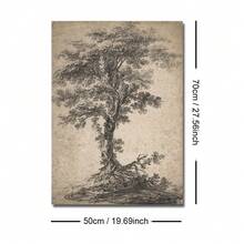 1幅带框/不带框复古树木素描乡村风帆布海报，古董风景复古墙面艺术印刷品，农舍田园风装饰画，适用于公寓、客厅、卧室、现代家居装饰 - 彩色 - 查看 12