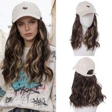 时尚女士帽子假发，染色长卷发，狐狸刺绣棒球帽，以及假发，秋冬新款造型 - 彩色 - 查看 11