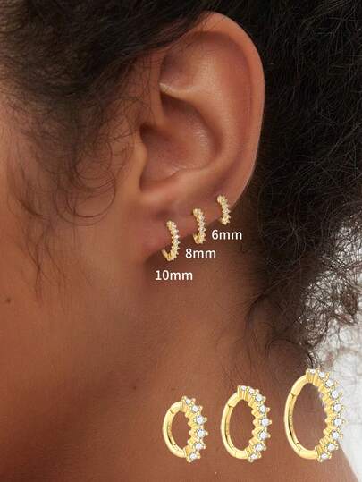 1件套S925纯银经典单排立方氧化锆耳夹耳环套装，多种尺寸可选，适合女性日常佩戴，是送给女友、母亲和姐妹的高品质礼物。