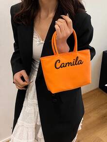 定制刺绣新款小众迷你糖果色手提包，女士尼龙面料通勤托特包，方便携带，适合作为生日或新年礼物送给朋友、女朋友、闺蜜。