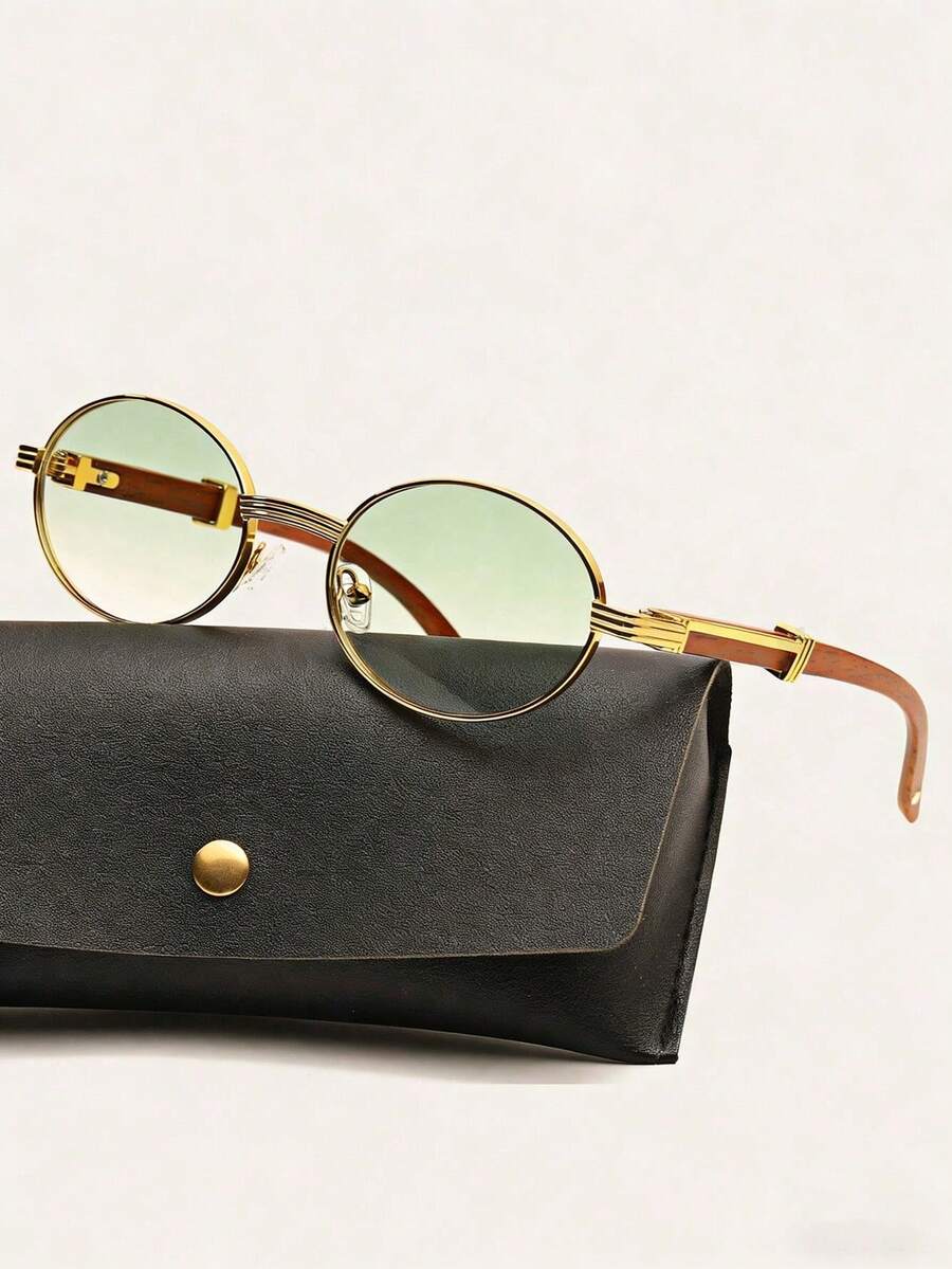 Unisex Zinc Alloy Oval European & American Metal Driving Fashion Glasses - Green - View 1