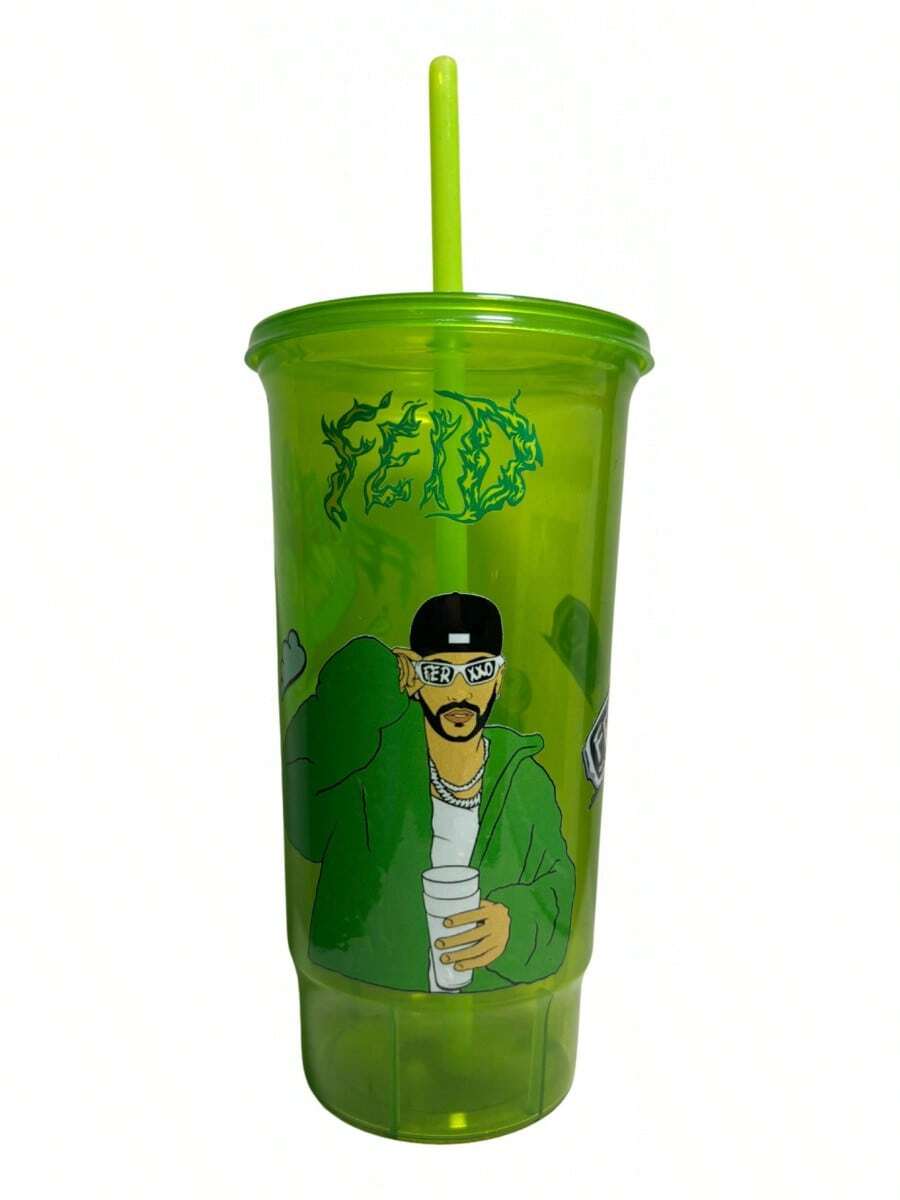 Taza de plástico verde de  Feid Ferxxo de calidad premium - Verde - Ver 1