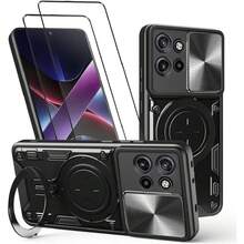 Case For Moto Edge 50 Capa Case - With Screen Protector And Built-In Phone Stand - Black, 37323473 - 青碧色 - 查看 1