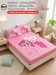 MY LITTLE PONY Bộ 2/3 món ga trải giường in hình , bao gồm ga trải giường vừa vặn và tấm bảo vệ nệm, mềm mại và thoáng khí, có nhiều kích cỡ cho giường đơn/đôi/nữ hoàng/vua, có thể giặt máy, thiết kế hoạt hình, trang trí phòng ấm cúng, món quà tuyệt vời, màu hồng, đạt chứng nhận OEKO-TEX. - Nhiều màu - Xem 20