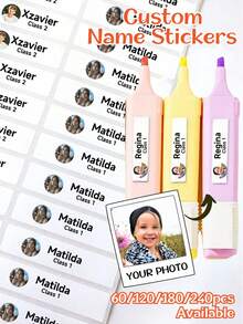 1/60/120/180/240 cái Nhãn dán đồ dùng học tập, Nhãn phân loại vật phẩm, Nhãn tên thể thao, Nhãn dán tựu trường, Nhãn sách cá nhân hóa, Nhãn tên tùy chỉnh, Nhãn văn phòng phẩm học sinh, Bút chì, Bình nước | Cần thiết cho mùa tựu trường và học kỳ mới, Nhãn dán cá nhân hóa - Nhiều màu (Học sinh 1) - Xem 1
